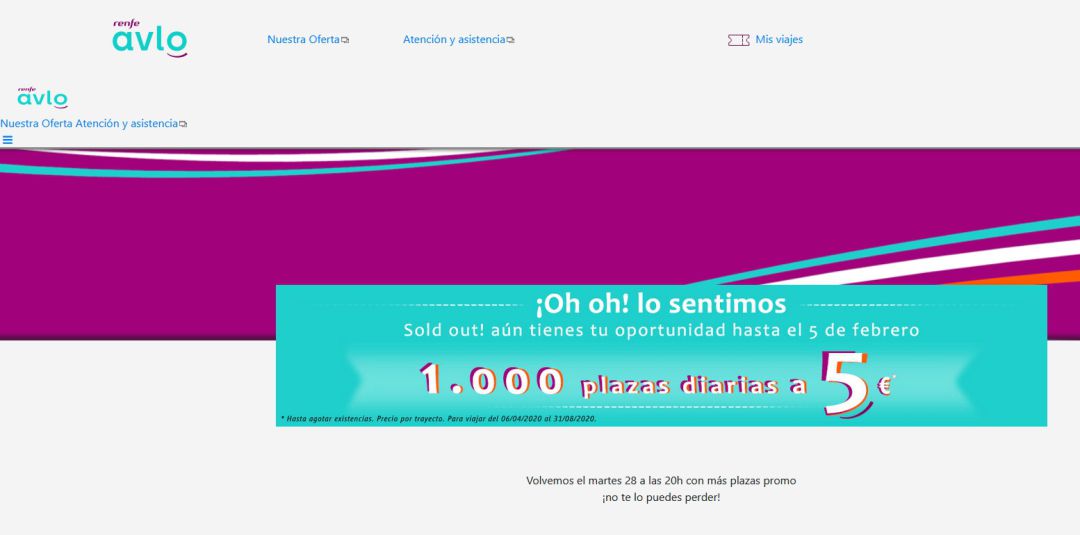 La pàgina web d'AVLO informa que els bitllets s'han exhaurit per avui La pàgina web d'AVLO informa que els bitllets s'han exhaurit per avui
