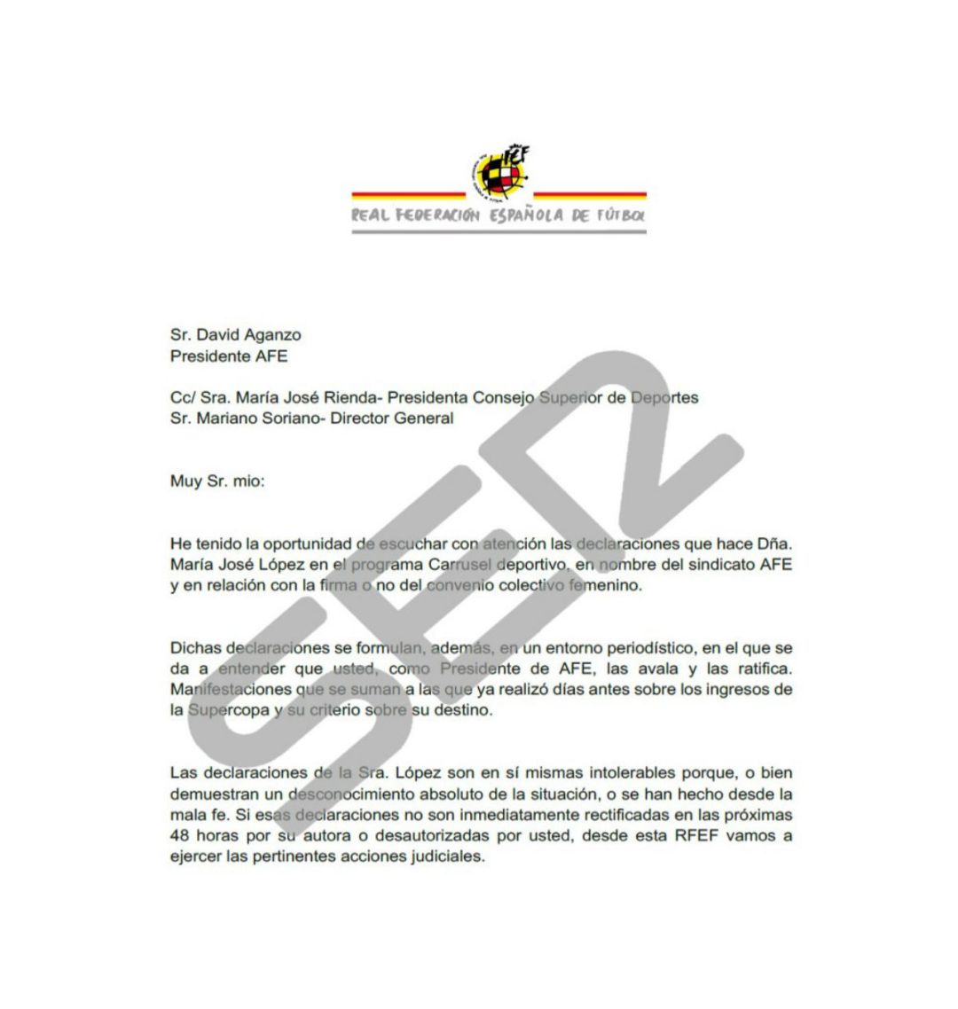 Primera página de la carta Primera página de la carta