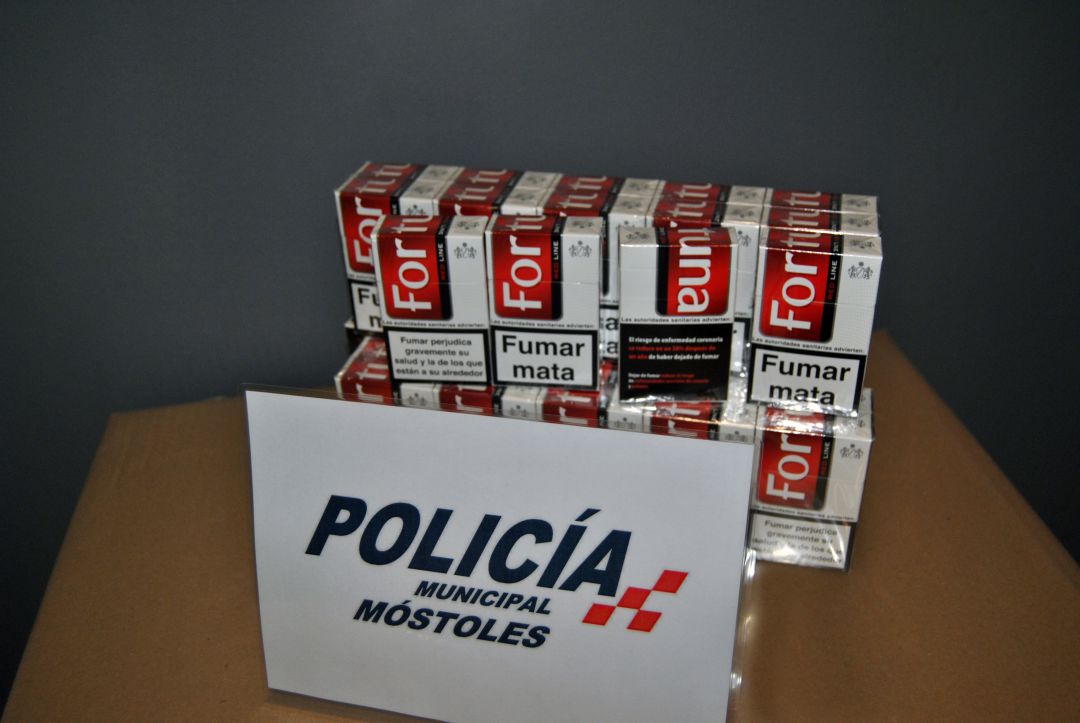 Cajetillas requisadas por la Policía Municipal de Móstoles Cajetillas requisadas por la Policía Municipal de Móstoles
