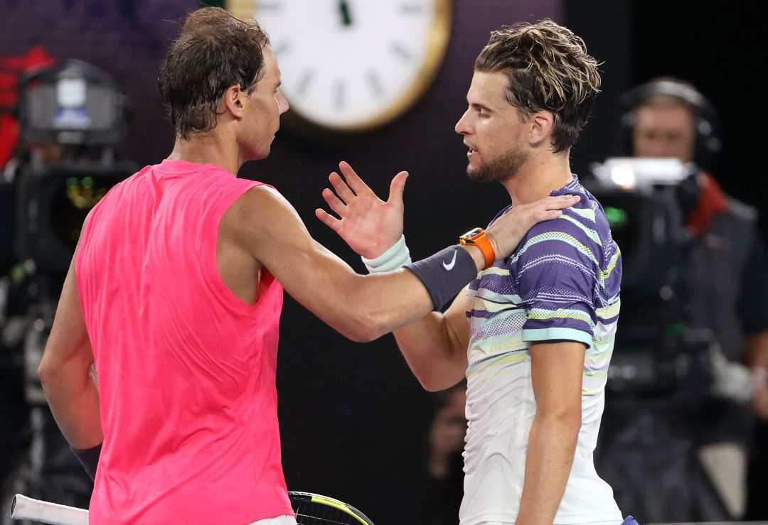 Rafael Nadaly Dominic Thiem al terminar el partido Rafael Nadaly Dominic Thiem al terminar el partido