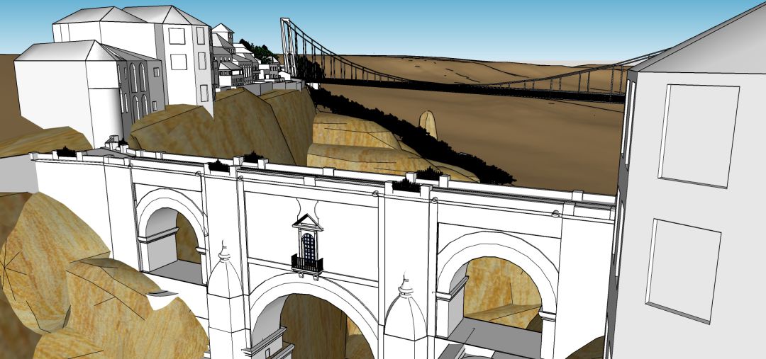 Boceto del resultado que tendría el proyecto del arquitectom rondeño Boceto del resultado que tendría el proyecto del arquitectom rondeño