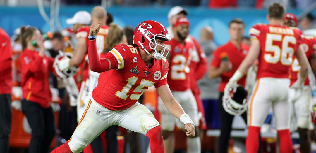 Patrick Mahomes celebra una anotación de su equipo en Miami Patrick Mahomes celebra una anotación de su equipo en Miami