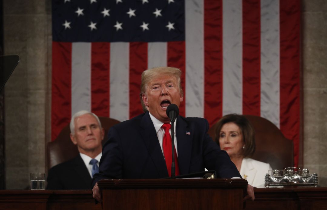 El presidente de Estados Unidos, Donald Trump, durante el discurso del Estado de la Unión de este martes El presidente de Estados Unidos, Donald Trump, durante el discurso del Estado de la Unión de este martes