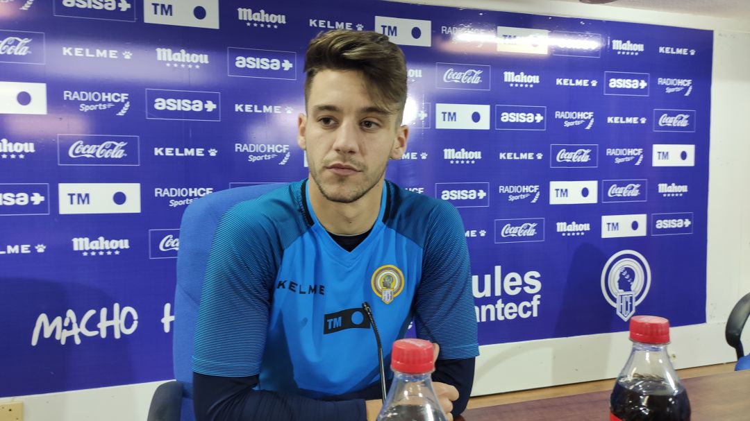 Pedro Torres, en la sala de prensa del Rico Pérez Pedro Torres, en la sala de prensa del Rico Pérez