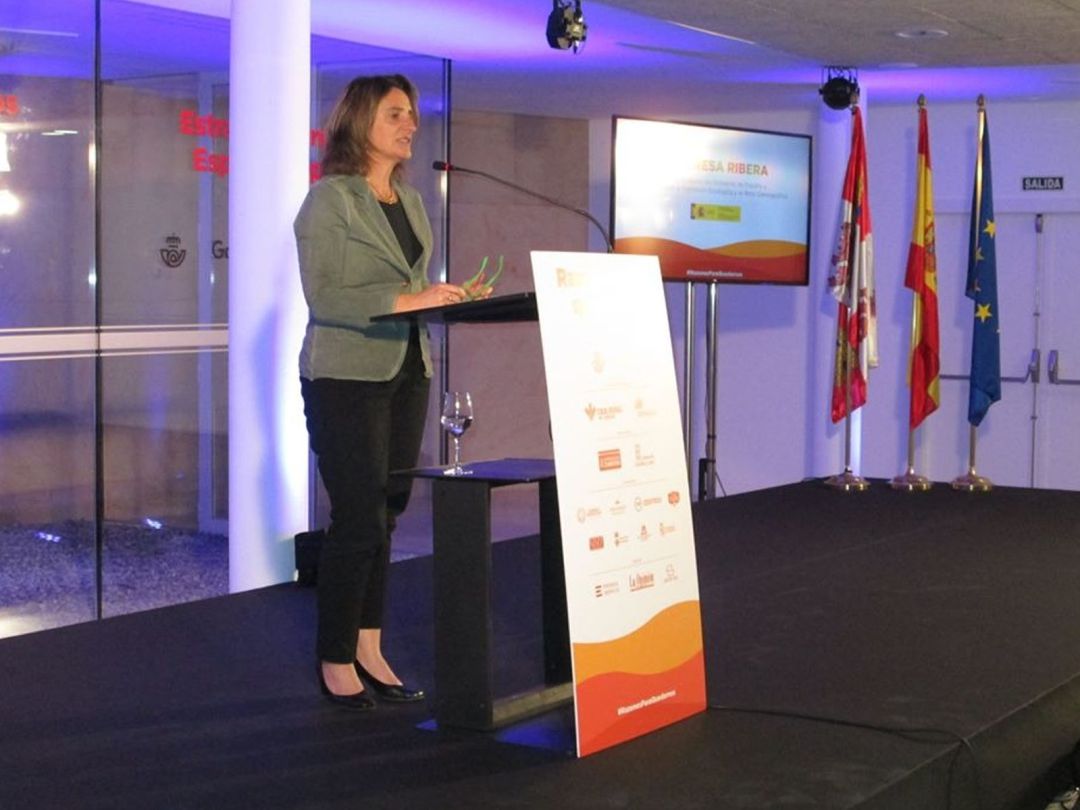 La Ministra Teresa Ribera durante su intervención en el foro sobre despoblación celebrado en Zamora La Ministra Teresa Ribera durante su intervención en el foro sobre despoblación celebrado en Zamora