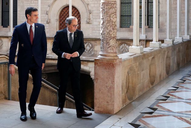 Sánchez y Torra, en el Palau de la Generalitat. Sánchez y Torra, en el Palau de la Generalitat.