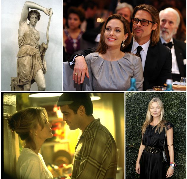 De izquierda a derecha y de arriba a abajo: la amazona de Fidias, Angelina Jolie y Brad Pitt, Michelle Pfeiffer y George Clooney y la modelo Kate Moss. De izquierda a derecha y de arriba a abajo: la amazona de Fidias, Angelina Jolie y Brad Pitt, Michelle Pfeiffer y George Clooney y la modelo Kate Moss.