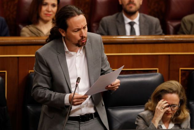El vicepresidente segundo, Pablo Iglesias, interviene durante la sesión de control El vicepresidente segundo, Pablo Iglesias, interviene durante la sesión de control