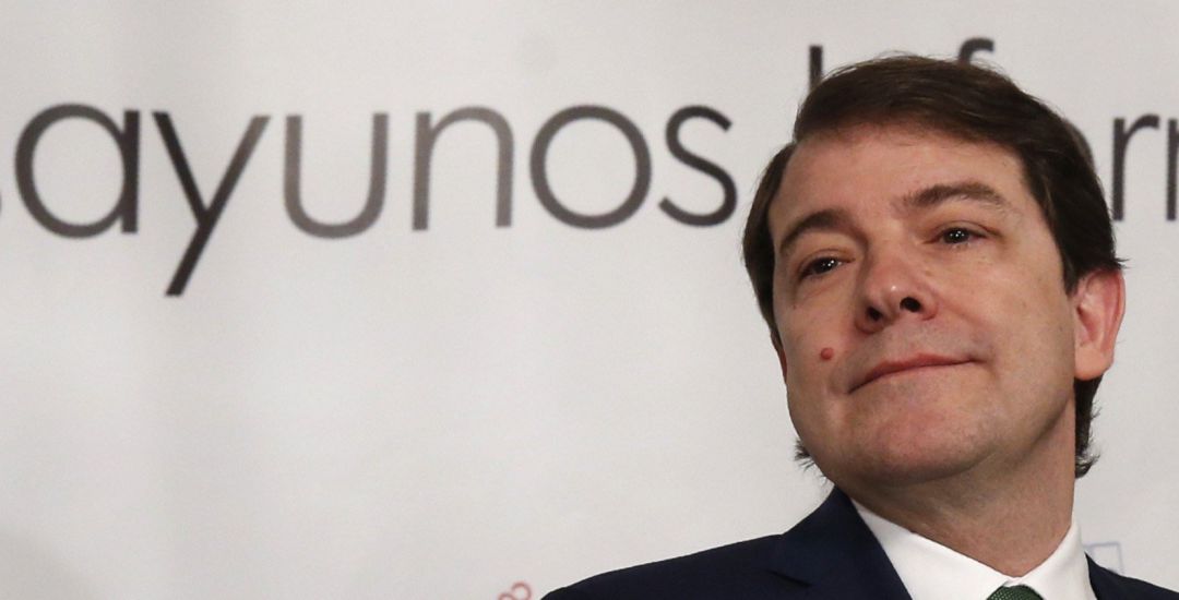 El presidente de la Junta de Castilla y León, Alfonso Fernández Mañueco, durante su intervención en un desayuno informativo este miércoles en Madrid El presidente de la Junta de Castilla y León, Alfonso Fernández Mañueco, durante su intervención en un desayuno informativo este miércoles en Madrid