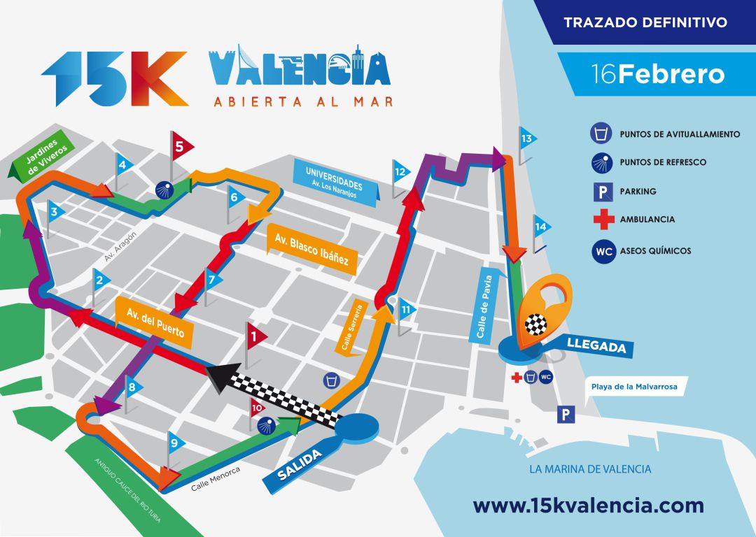 Mapa del recorrido de la 15k Valencia Abierta al Mar 2020 Mapa del recorrido de la 15k Valencia Abierta al Mar 2020