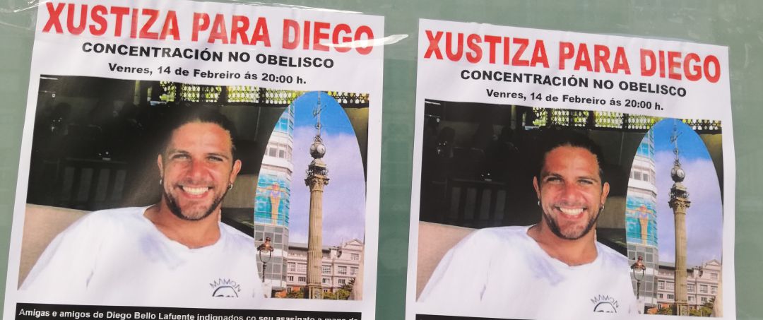 Carteles que anuncian la concentración para exigir justicia para Diego Bello Carteles que anuncian la concentración para exigir justicia para Diego Bello