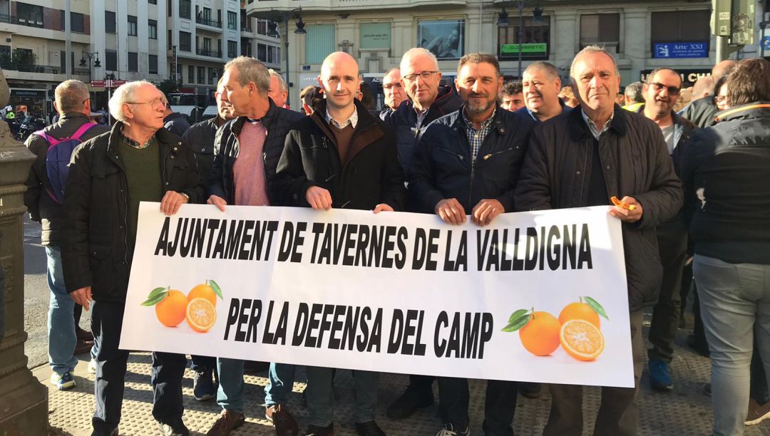 Representantes de Tavernes en la manifestación de Valencia Representantes de Tavernes en la manifestación de Valencia