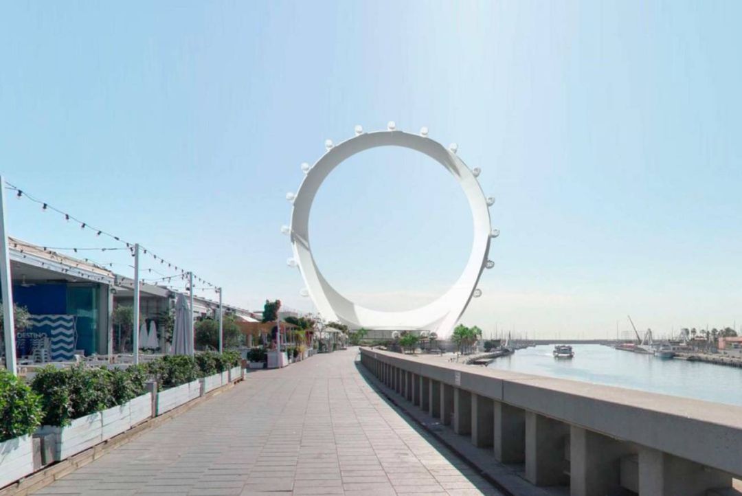 Figuración de la "Circular View" o Noria Gigante que íba a siturarse en València Figuración de la "Circular View" o Noria Gigante que íba a siturarse en València