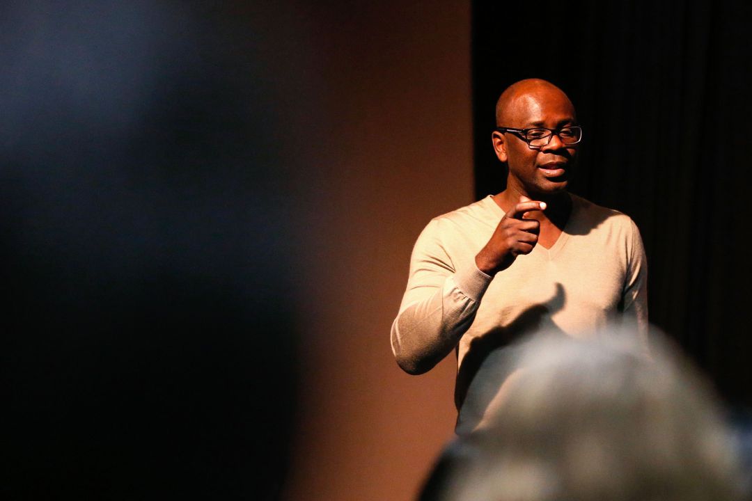 El exjugador, durante una charla contra el racismo. El exjugador, durante una charla contra el racismo.
