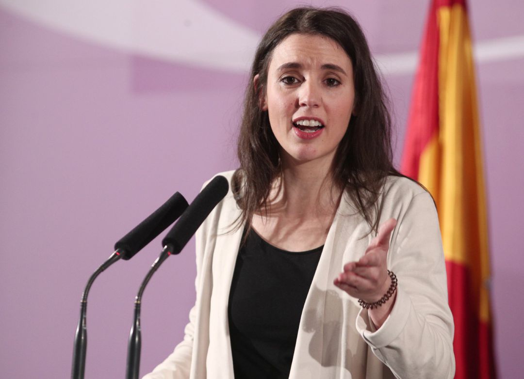 La ministra de Igualdad, Irene Montero, interviene en el acto de toma de posesión de altos cargos del Ministerio de Igualdad, en Madrid, el pasado 31 de enero de 2020. La ministra de Igualdad, Irene Montero, interviene en el acto de toma de posesión de altos cargos del Ministerio de Igualdad, en Madrid, el pasado 31 de enero de 2020.