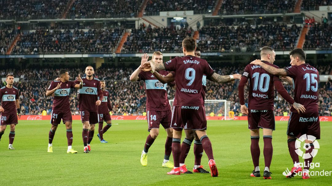 Los jugadofres del Celta celebran el tanto de Smolov Los jugadofres del Celta celebran el tanto de Smolov