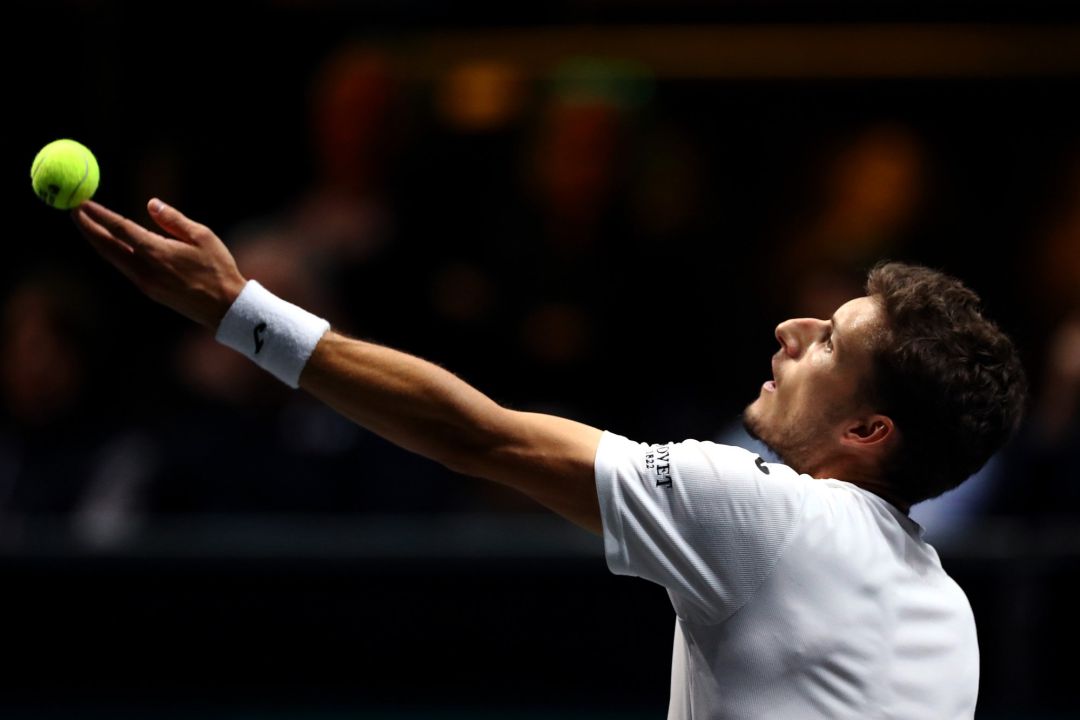 Pablo Carreño durante un saque del partido. Pablo Carreño durante un saque del partido.