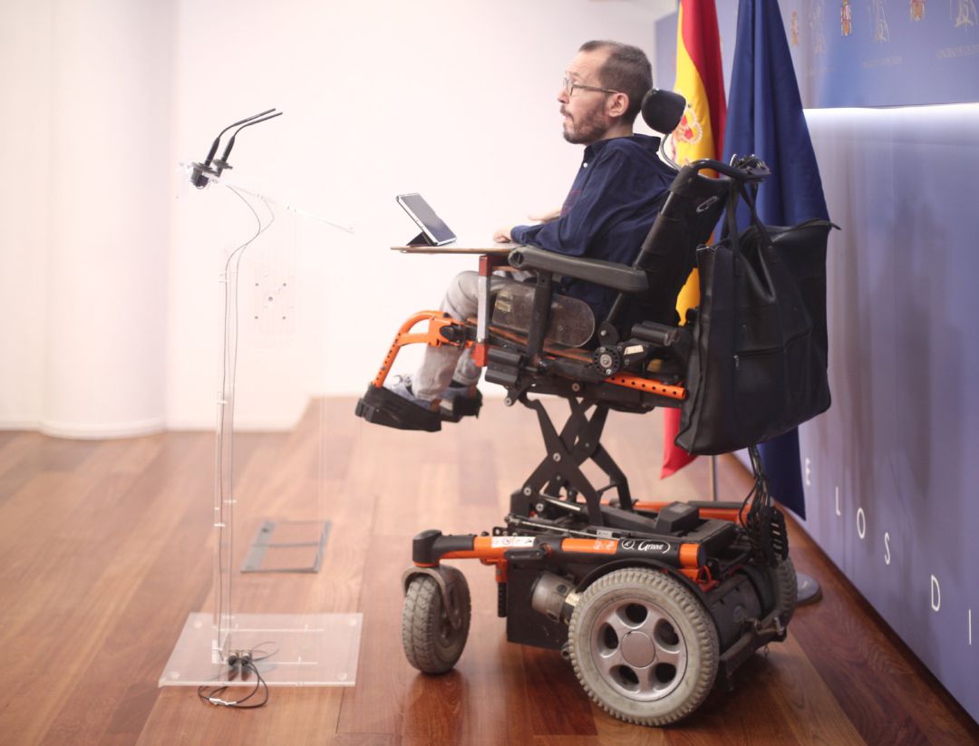 Imagen de archivo del portavoz de Unidas Podemos en el Congreso, Pablo Echenique, en rueda de prensa. Imagen de archivo del portavoz de Unidas Podemos en el Congreso, Pablo Echenique, en rueda de prensa.