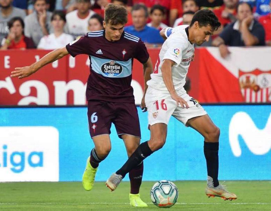 Denis Suárez y Jesús Navas durante el Sevilla-Celta. Denis Suárez y Jesús Navas durante el Sevilla-Celta.
