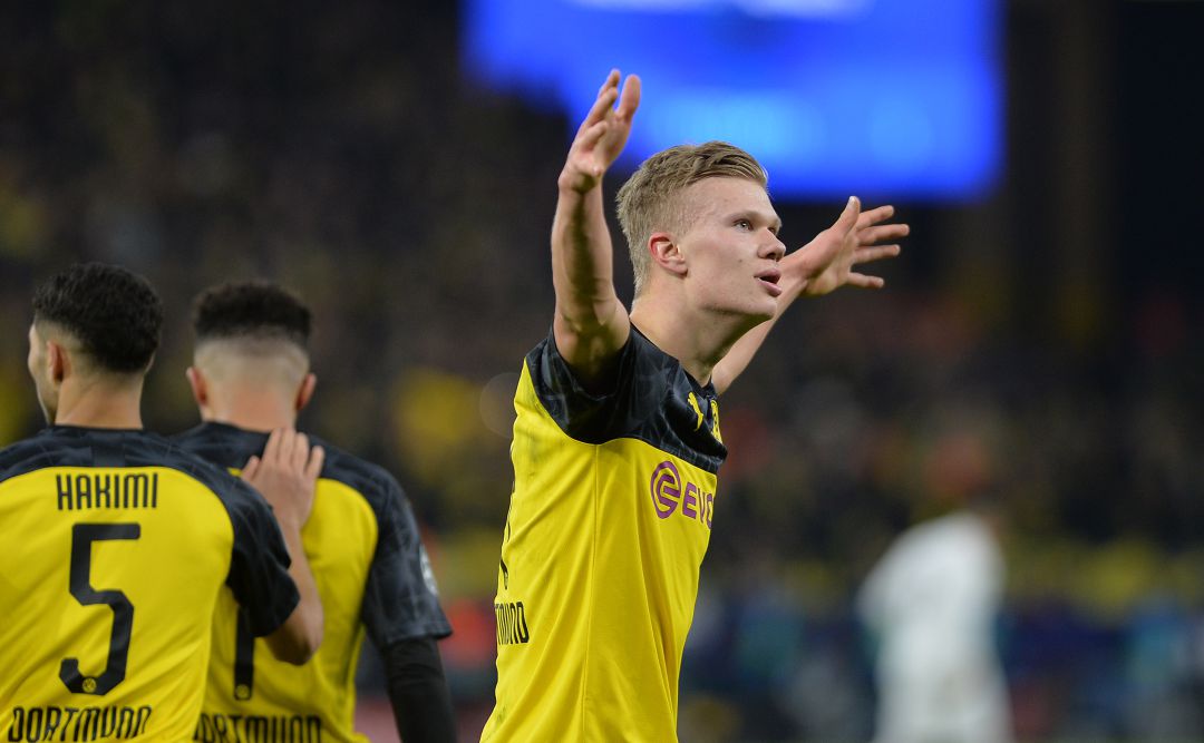 Haaland celebra un gol en Dortmund Haaland celebra un gol en Dortmund