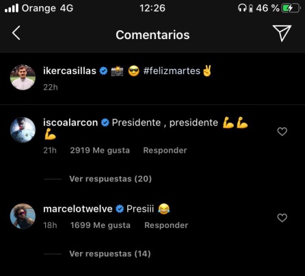 Isco y Marcelo le comentan la publicación a Iker Isco y Marcelo le comentan la publicación a Iker