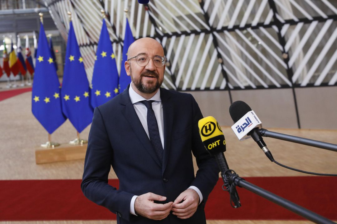 El presidente del Consejo Europeo, Charles Michel, antes del inicio de la reunión sobre presupuestos de este jueves. El presidente del Consejo Europeo, Charles Michel, antes del inicio de la reunión sobre presupuestos de este jueves.