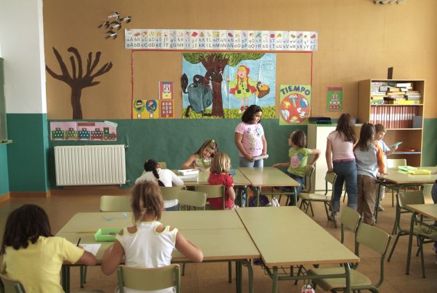 Aula en la escuela El Espinillo School en el distrito madrileño de Villaverde. Aula en la escuela El Espinillo School en el distrito madrileño de Villaverde.