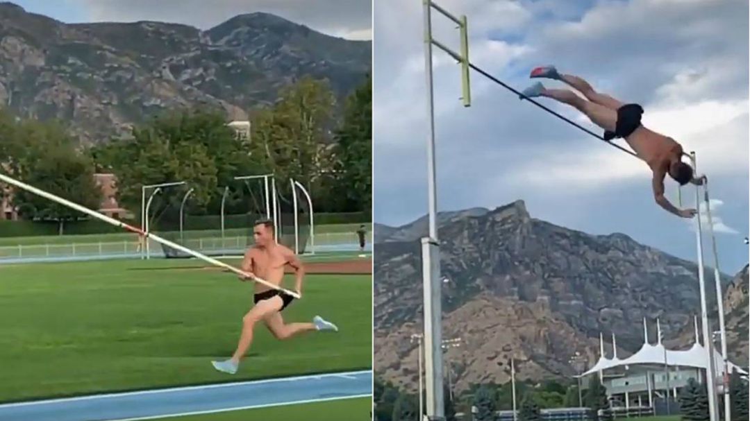 Zach McWhorter, en el momento del salto Zach McWhorter, en el momento del salto