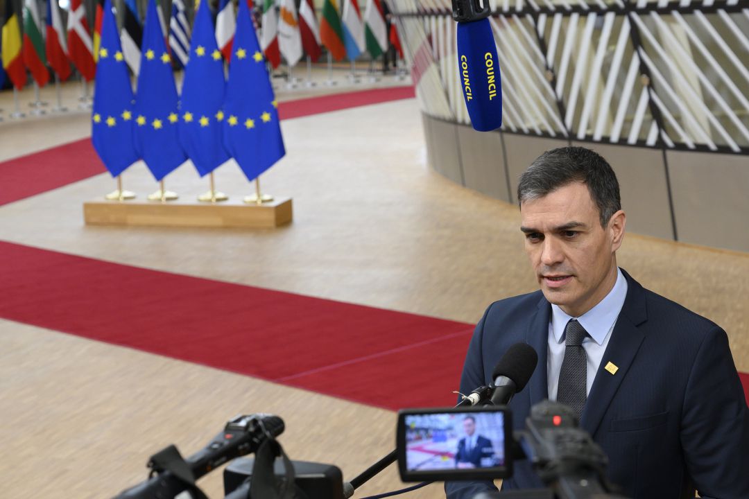 El presidente del Gobierno, Pedro Sánchez, atiende a los medios de comunicación en Bruselas. El presidente del Gobierno, Pedro Sánchez, atiende a los medios de comunicación en Bruselas.