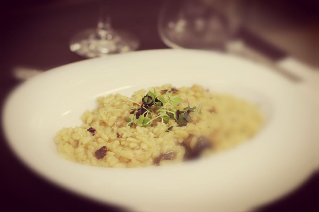 Risotto de champiñones y gambas Risotto de champiñones y gambas