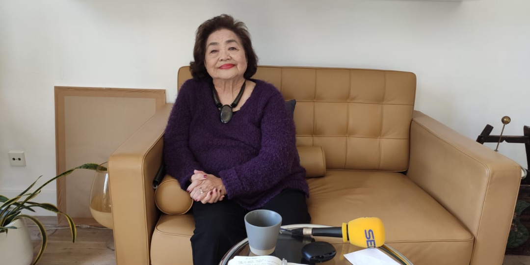 Setsuko Thurlow durante un momento de la entrevista con la Cadena SER Setsuko Thurlow durante un momento de la entrevista con la Cadena SER
