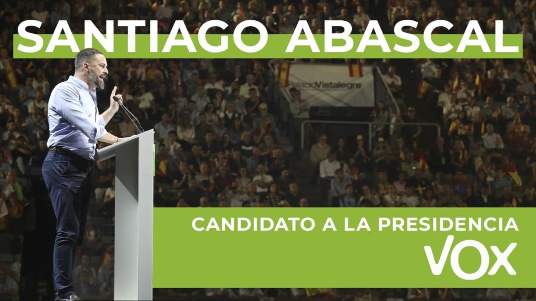 Santiago Abascal presenta su candidatura para presidir Vox. Santiago Abascal presenta su candidatura para presidir Vox.