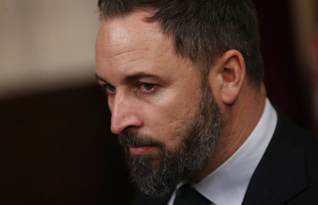 El presidente de Vov, Santiago Abascal, durante una sesión de control al Gobierno en el Congreso de los Diputados el pasado 19 d febrero.
El presidente de Vov, Santiago Abascal, durante una sesión de control al Gobierno en el Congreso de los Diputados el pasado 19 d febrero.