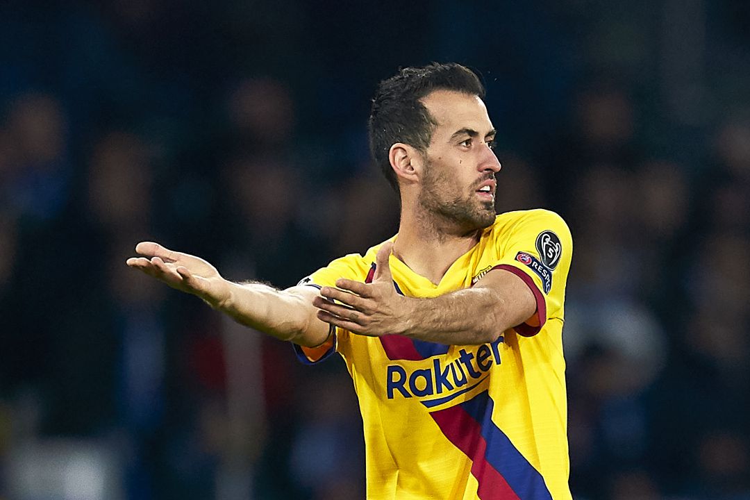 Busquets, durante el partido contra el Nápoles. Busquets, durante el partido contra el Nápoles.