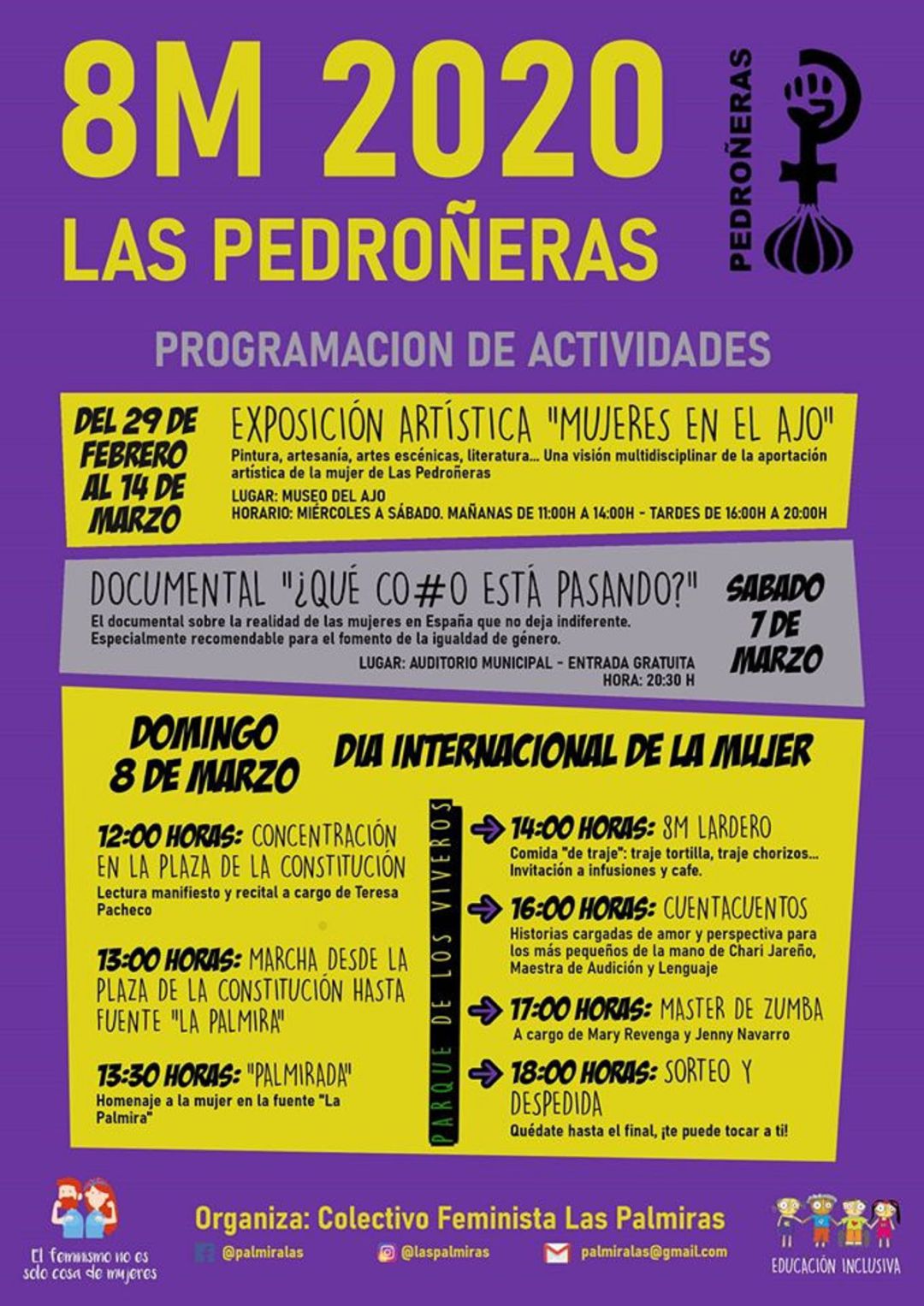 Cartel anunciador de las actividades programadas para el 8M Cartel anunciador de las actividades programadas para el 8M