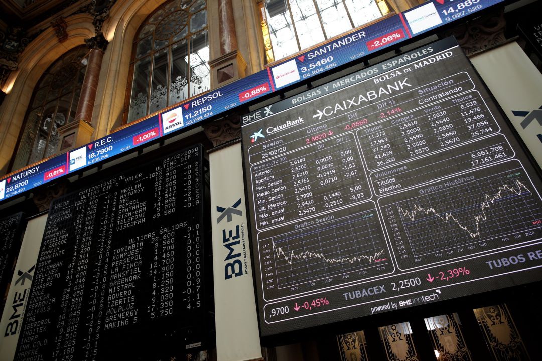 Imagen de la cotización de las empresas del Ibex 35 en la Bolsa de Madrid Imagen de la cotización de las empresas del Ibex 35 en la Bolsa de Madrid