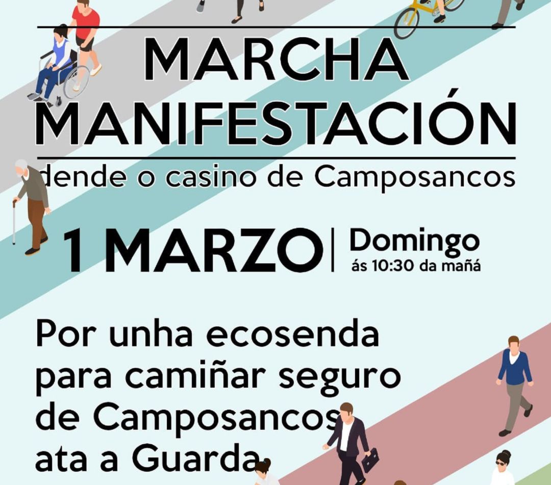 Cartel de la marcha-manifestación convocada por la Entidad Local Menor de Camposancos. Cartel de la marcha-manifestación convocada por la Entidad Local Menor de Camposancos.