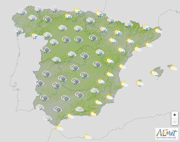 Lluvia generalizada el domingo. Lluvia generalizada el domingo.