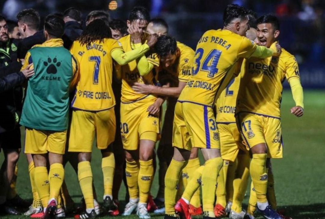 Los jugadores de la AD Alcorcón celebran un gol Los jugadores de la AD Alcorcón celebran un gol