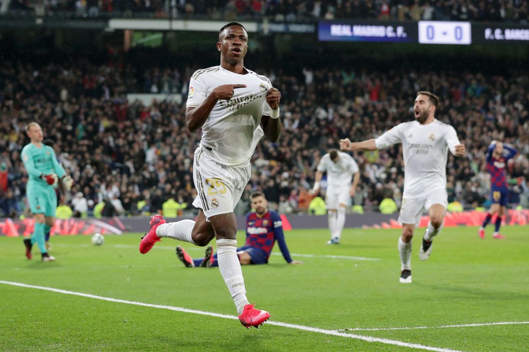 Vinicius celebra su gol contra el Barcelona Vinicius celebra su gol contra el Barcelona
