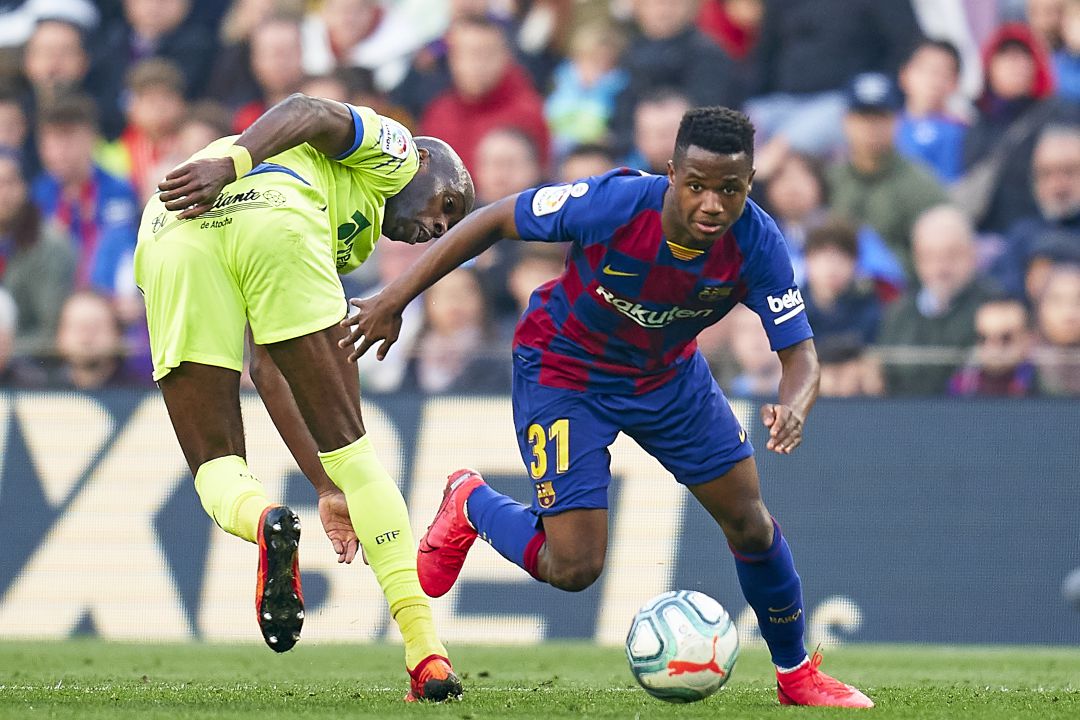 Ansu Fati, en el partido entre el Barcelona y el Getafe. Ansu Fati, en el partido entre el Barcelona y el Getafe.