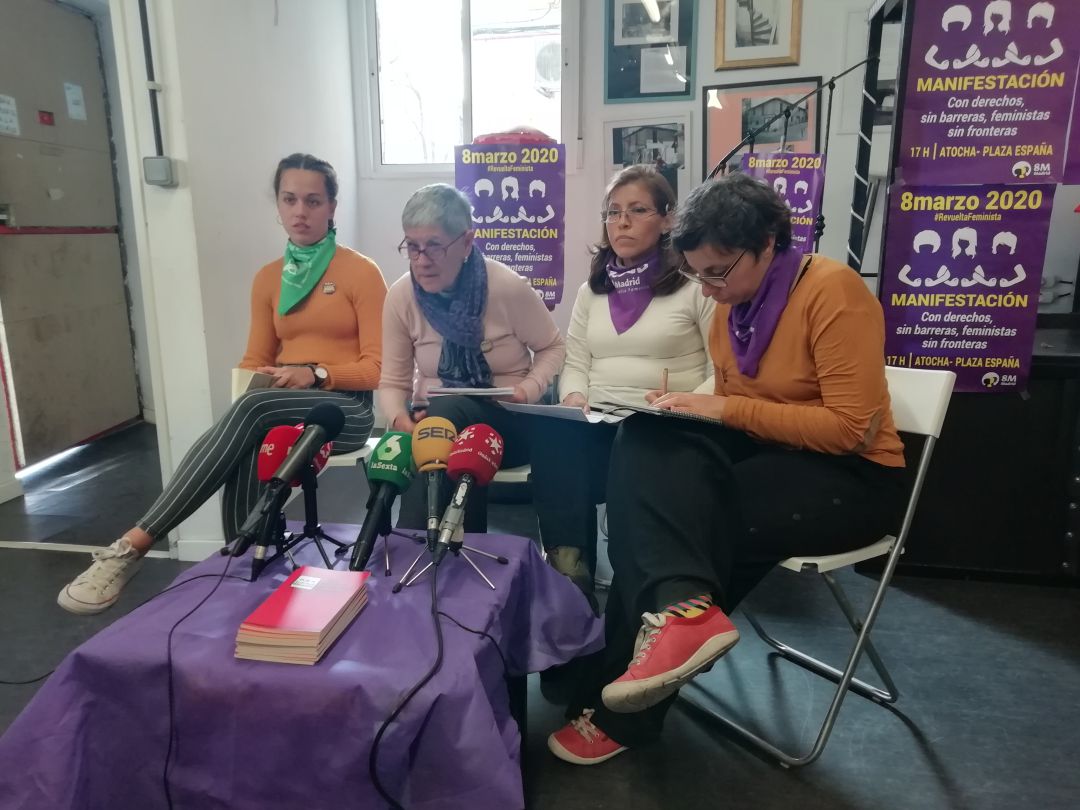 Voceras de la Comisión 8M Madrid durante la rueda de prensa para presentar la manifestación de este año. Voceras de la Comisión 8M Madrid durante la rueda de prensa para presentar la manifestación de este año.