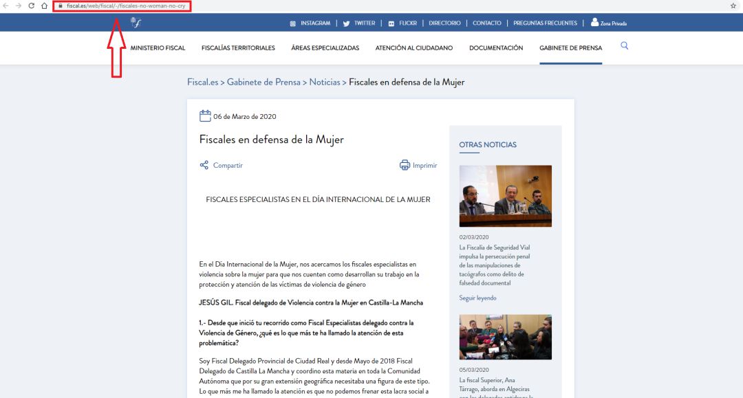 Imagen de la página web de la Fiscalía Imagen de la página web de la Fiscalía