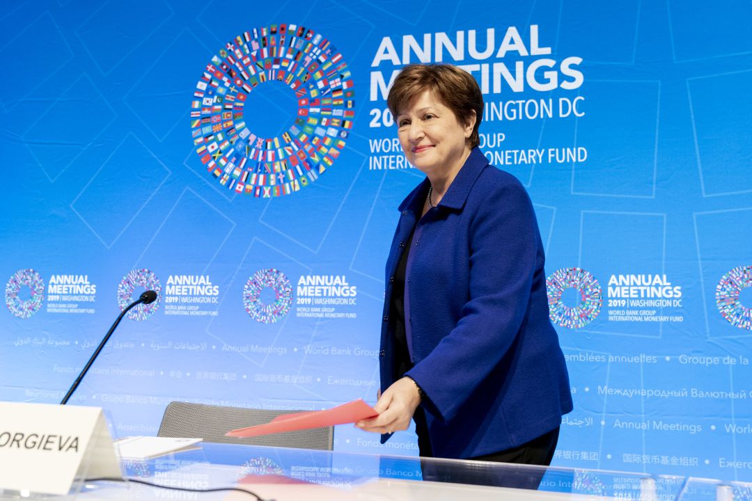 La directora gerente del FMI, Kristalina Georgieva, durante la última Asamblea del organismo La directora gerente del FMI, Kristalina Georgieva, durante la última Asamblea del organismo