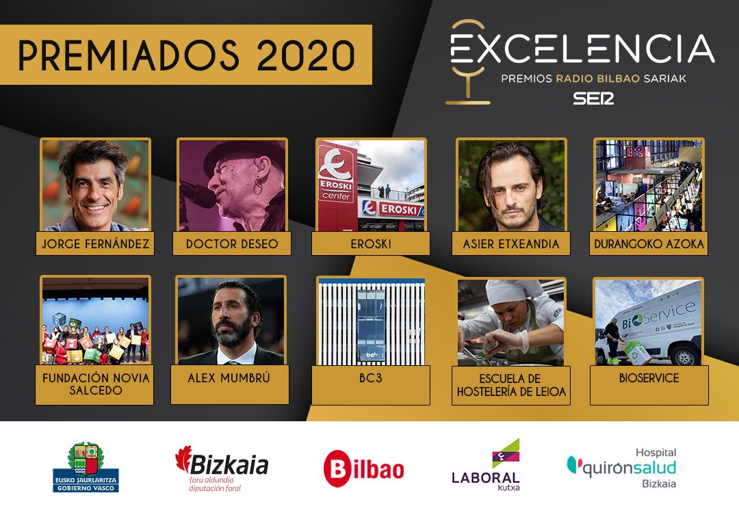 Jorge Fernández, la Escuela de Hostelería de Leioa, BC3, Eroski, Álex Mumbrú o Asier Etxeandia, son algunos de los galardonados Jorge Fernández, la Escuela de Hostelería de Leioa, BC3, Eroski, Álex Mumbrú o Asier Etxeandia, son algunos de los galardonados