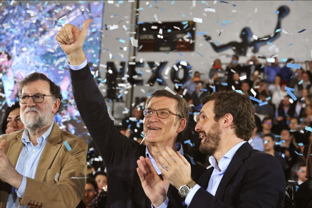 Feijóo, Rajoy y Pablo Casado, en el acto de Ourense Feijóo, Rajoy y Pablo Casado, en el acto de Ourense