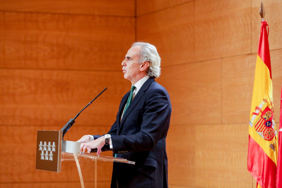 El consejero de Sanidad de la Comunidad de Madrid, Enrique Ruiz Escudero, presenta el plan integral diseñado por el Gobierno regional para que los 102 hospitales madrileños, públicos y privados, afronten con las mejores garantías asistenciales las consecuencias del coronavirus, en Madrid (España) a 12 de marzo de 2020. El consejero de Sanidad de la Comunidad de Madrid, Enrique Ruiz Escudero, presenta el plan integral diseñado por el Gobierno regional para que los 102 hospitales madrileños, públicos y privados, afronten con las mejores garantías asistenciales las consecuencias del coronavirus, en Madrid (España) a 12 de marzo de 2020.