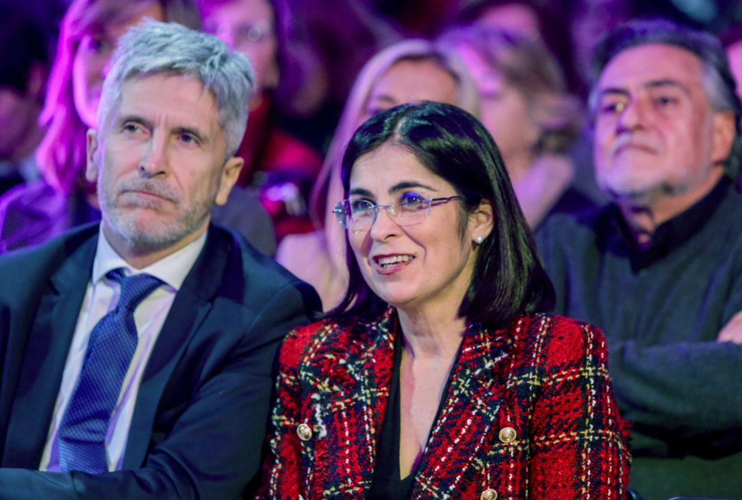 El ministro del Interior, Fernando Grande-Marlaska; y la ministra de Política Territorial y Función Pública, Carolina Darias, durante el acto del PSOE con motivo del 8 de Marzo. El ministro del Interior, Fernando Grande-Marlaska; y la ministra de Política Territorial y Función Pública, Carolina Darias, durante el acto del PSOE con motivo del 8 de Marzo.