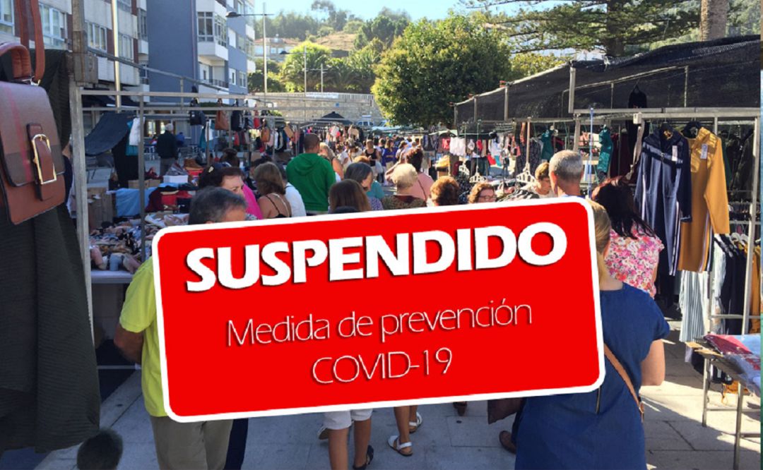 Cartel de suspensión del mercadillo semanal de A Guarda. Cartel de suspensión del mercadillo semanal de A Guarda.