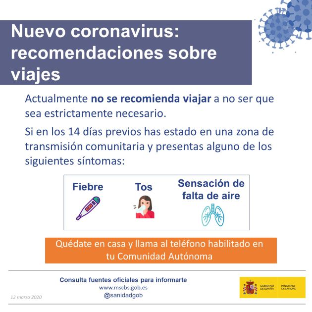 Recomendaciones sobre viajes de Sanidad Recomendaciones sobre viajes de Sanidad